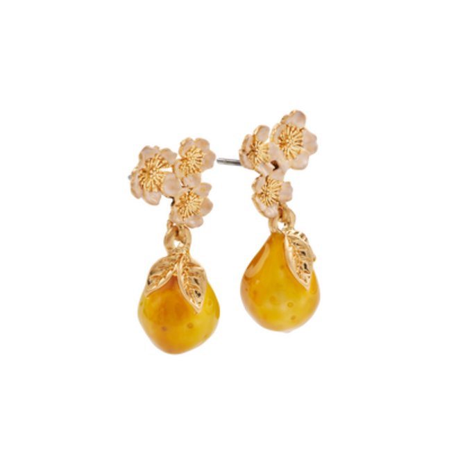 Fable England Golden Pear Drop Gold Earrings