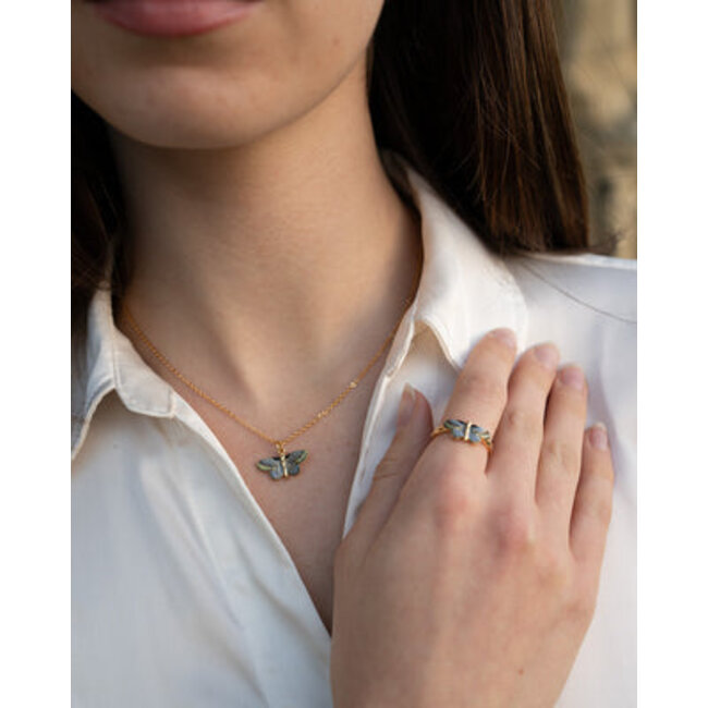 Fable England Deco Butterfly Blue Ring