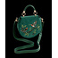 Fable England Robin Love Fern Green Velvet Embroidered Purse