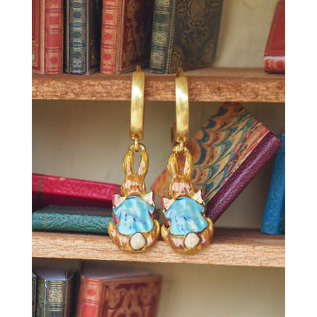 Fable England Peter Rabbit Reading Charm Huggie Earrings