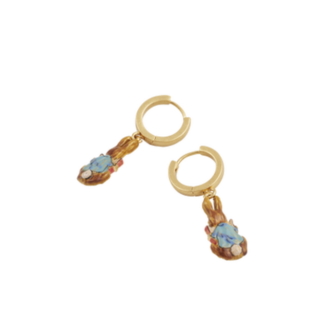 Fable England Peter Rabbit Reading Charm Huggie Earrings