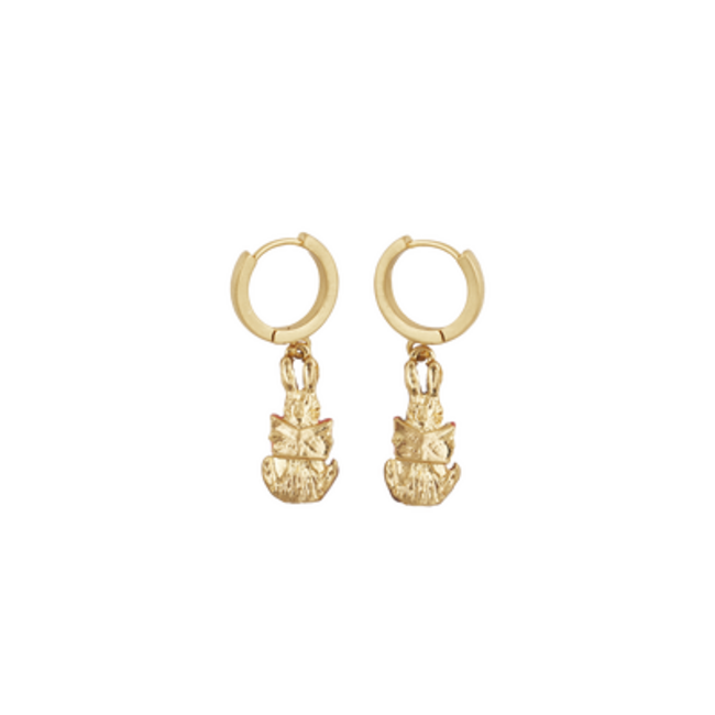 Fable England Peter Rabbit Reading Charm Huggie Earrings