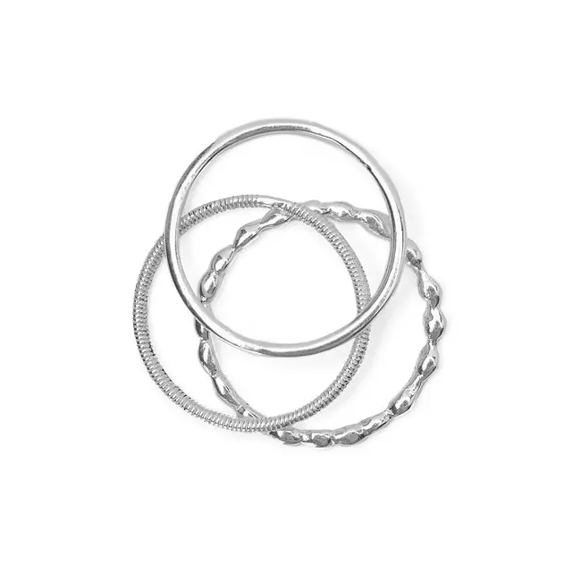 Heart and Lotus Mind Body Spirit Ring Set in Sterling Silver