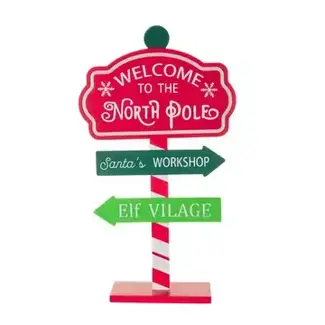 Red/Green Illuminated North Pole Guidepost Accent