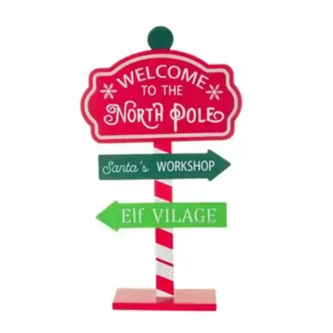 Red/Green Illuminated North Pole Guidepost Accent
