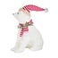 White Polar Bear Figurine with Peppermint Hat And Scarf