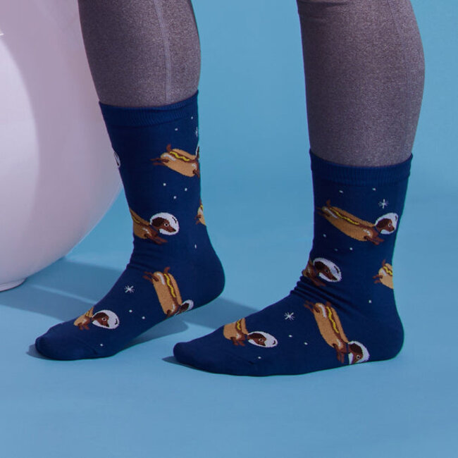 Sock it to me Ladies Socks - Weiner Dogs, In  Space!