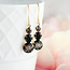 A Pocket of Posies Vintage Glass Earrings - Three Jewel - Black with Pink Rose