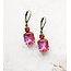 A Pocket of Posies Small Drop Earrings Vintage Glass - Deep Rose Pink
