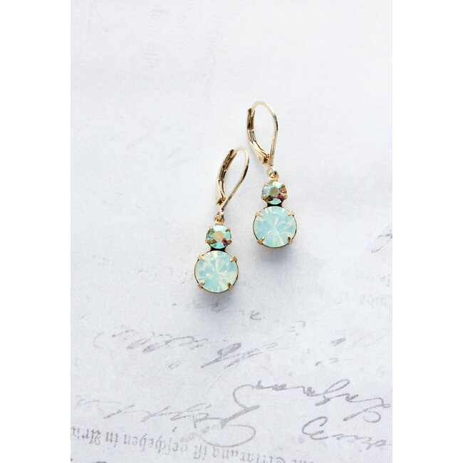 A Pocket of Posies Small Earrings Chrysolite Opal Glass Mint