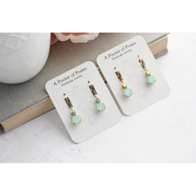 A Pocket of Posies Small Earrings Chrysolite Opal Glass Mint
