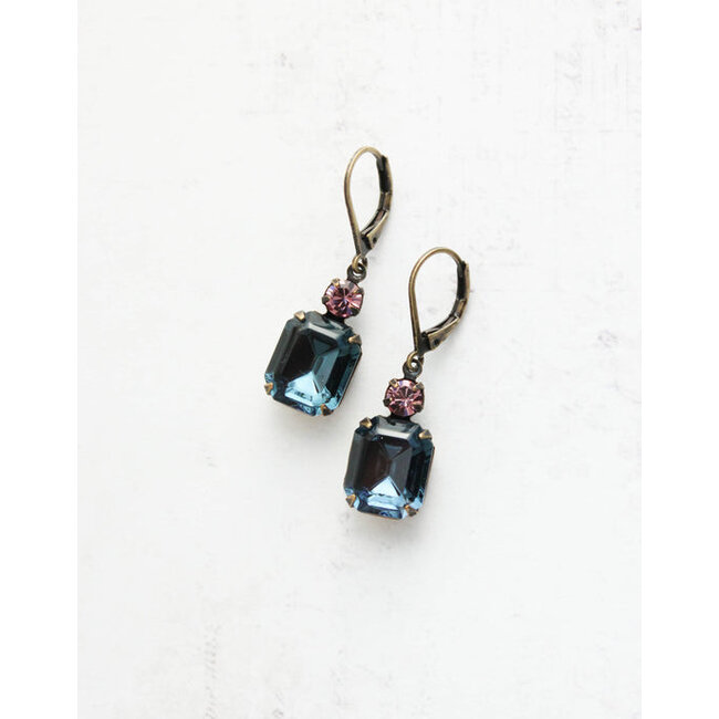 A Pocket of Posies Drop Earrings - Vintage Navy Glass