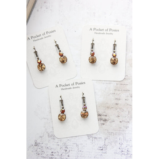 A Pocket of Posies Small Drop Earrings Vintage Glass - Colorado Topaz