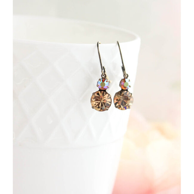 A Pocket of Posies Small Drop Earrings Vintage Glass - Colorado Topaz