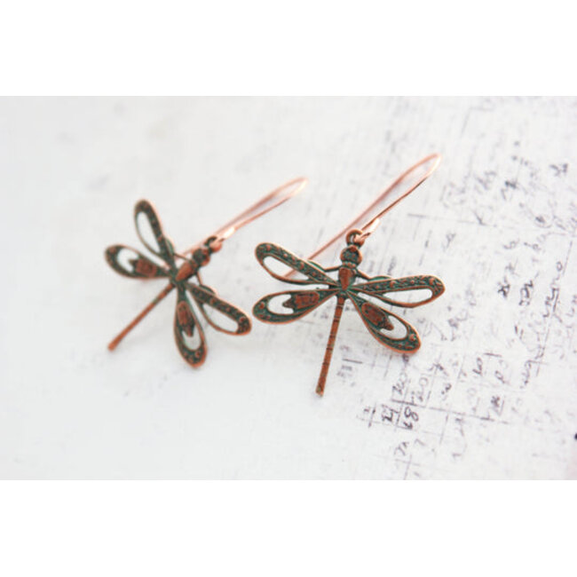 A Pocket of Posies Dragonfly Earrings - Mint Patina