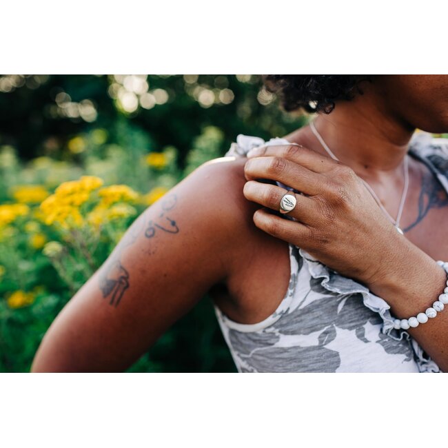 Heart and Lotus Wildflower Ring in Sterling Silver