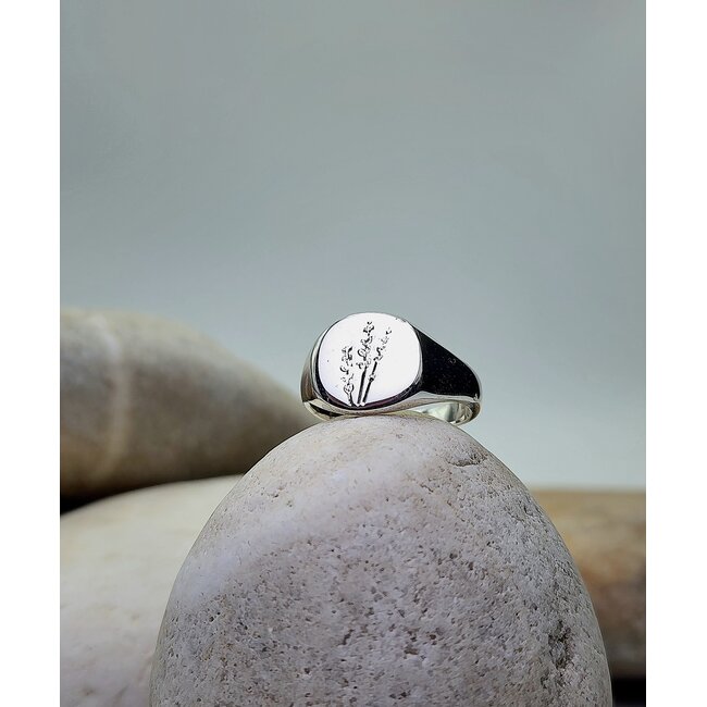 Heart and Lotus Wildflower Ring in Sterling Silver