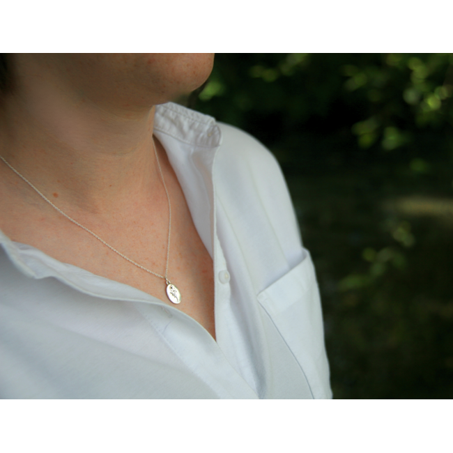 Heart + Lotus January Birth  Flower Necklace in Snowdrop + Sterling Silver