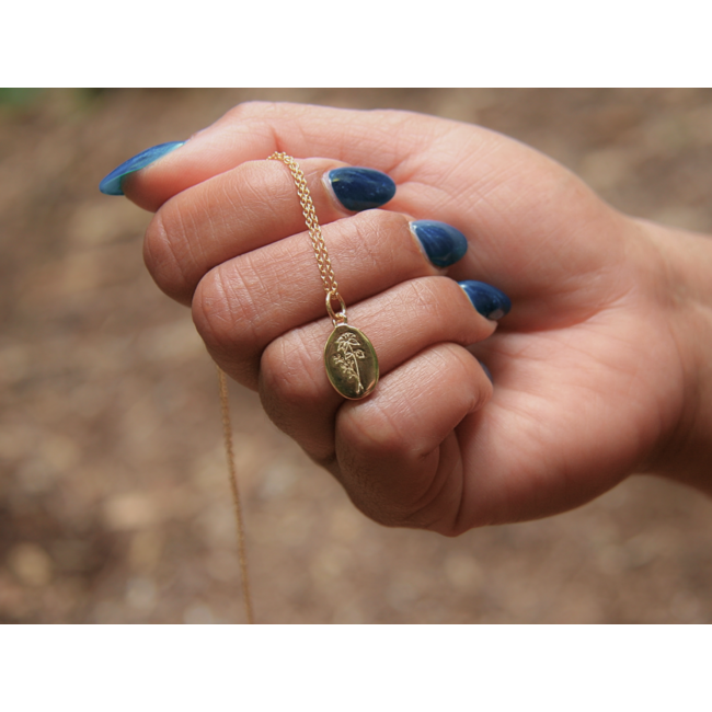 Heart + Lotus January Birth  Flower Necklace in Snowdrop + Gold