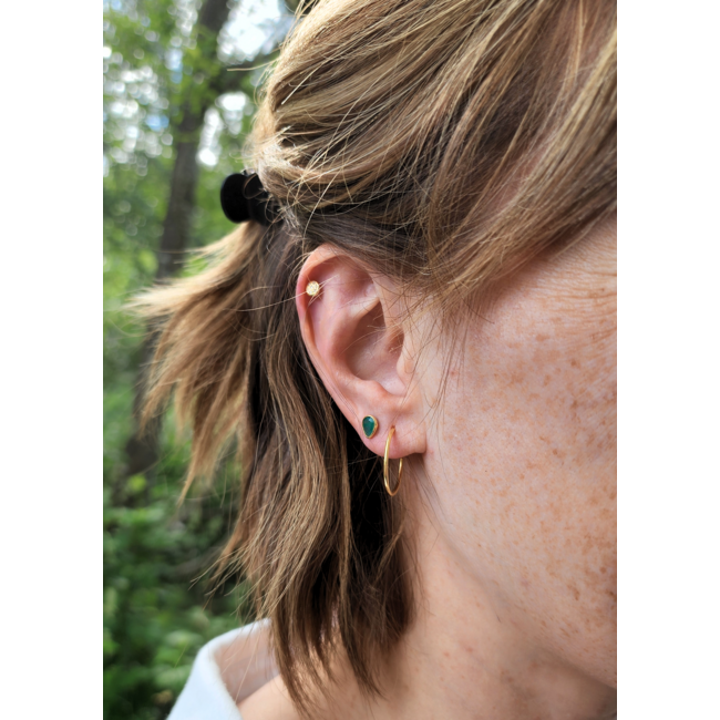 Heart + Lotus Boost Earrings in Green Onyx + Gold