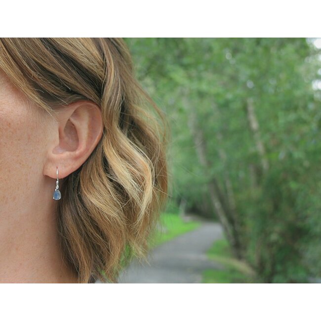 Heart + Lotus Labradorite Drop Earrings in  Sterling Silver