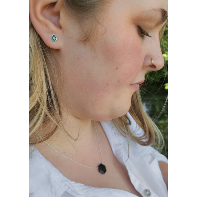 Heart + Lotus Boost Earrings in Green Onyx +  Sterling Silver