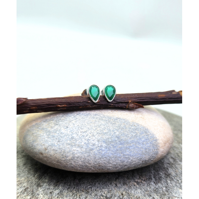 Heart + Lotus Boost Earrings in Green Onyx +  Sterling Silver