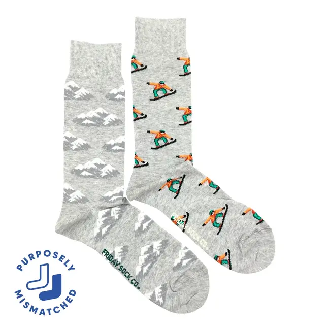 Friday Sock Co. Men's Mountain & Snowboarder Mistmatched Socks