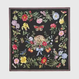 Fable England Alice Garden Black Narrative Square Scarf