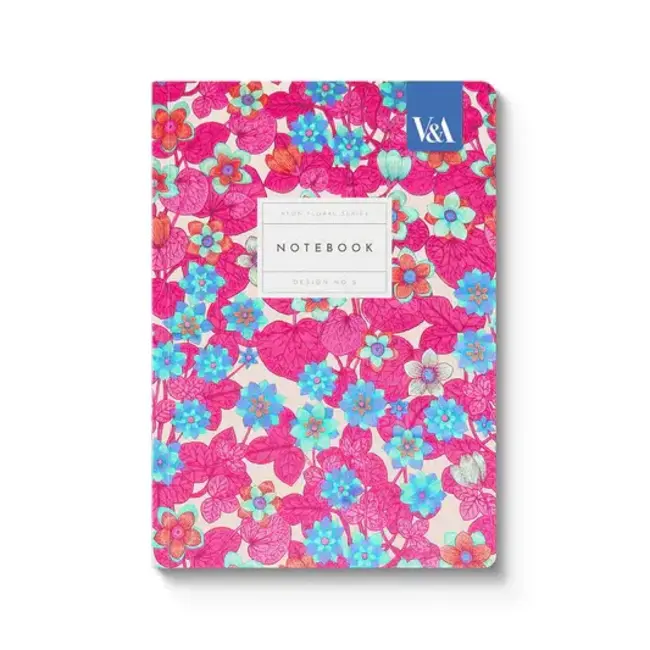 Neon Floral Pink and Blue Premium Notebook