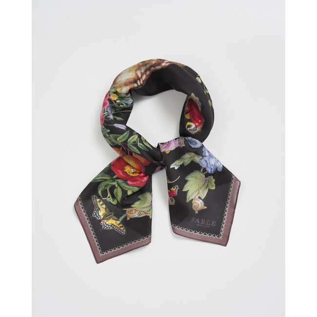 Fable England Alice Garden Black Narrative Square Scarf