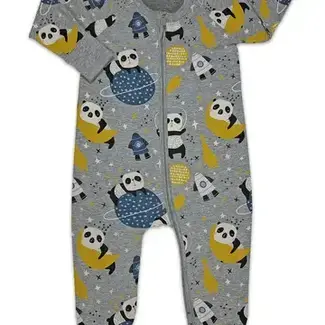 Space Pandas, Gray Baby Pajamas