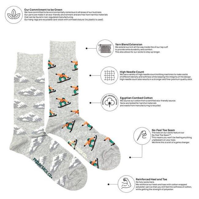 Friday Sock Co. Men's Mountain & Snowboarder Mistmatched Socks