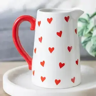 Heart Print Ceramic, Valentine's Day Flower Jug