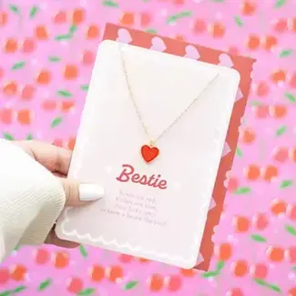 Bestie Enamel Heart Necklace, on Valentine's Day Greeting Card
