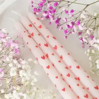 Set of 3 Love Heart, Valentine's Day Taper Candles