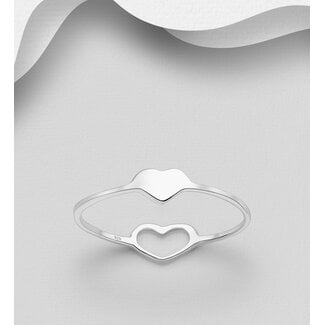 Sterling Sterling Heart Ring-Solid+Outline