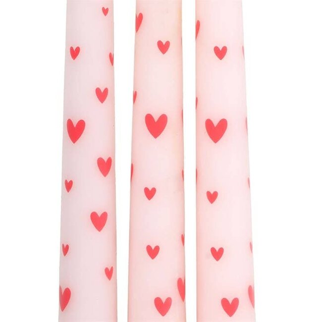 Set of 3 Love Heart, Valentine's Day Taper Candles