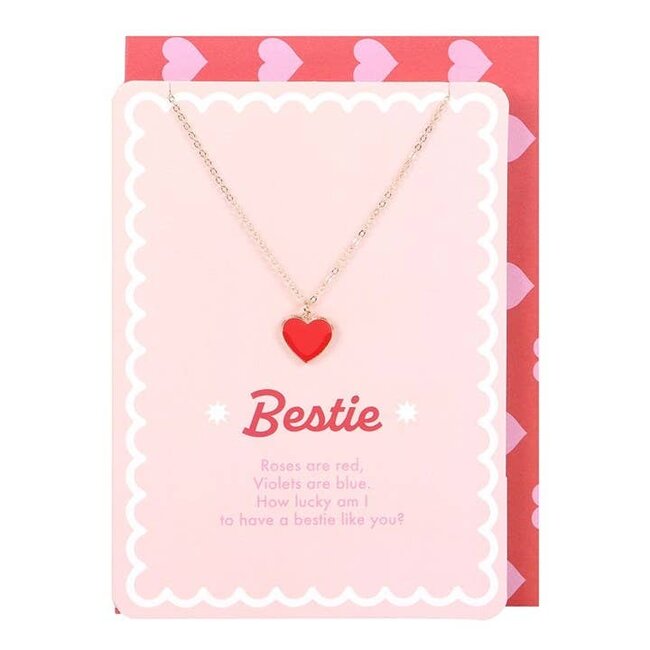Bestie Enamel Heart Necklace, on Valentine's Day Greeting Card