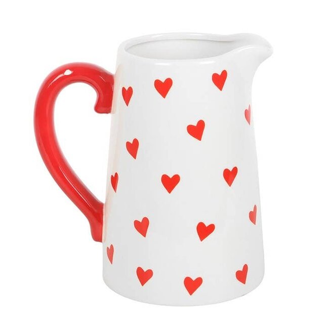 Heart Print Ceramic, Valentine's Day Flower Jug