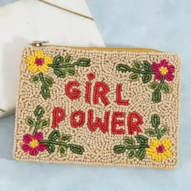 Fame Accessories Coin Purse - Floral Border Girl Power
