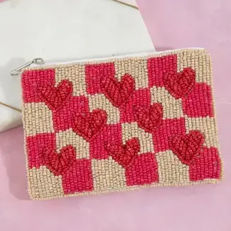 Fame Accessories Coin Purse - Hearts Checkered