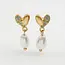 Fable England Forget-Me-Not Heart & Pearl Earrings Gold
