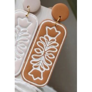 Petal & Posy Rosemaling Scandinavian Style Earrings - Ochre