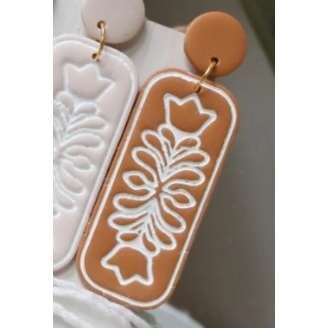 Petal & Posy Rosemaling Scandinavian Style Earrings - Ochre