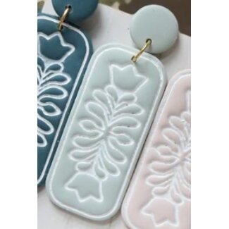 Petal & Posy Rosemaling Scandinavian Style Earrings - Fog
