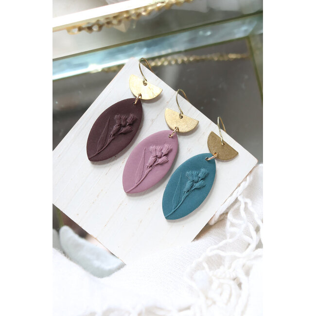 Petal & Posy Harvest Floral Polymer Clay Earrings - Fog