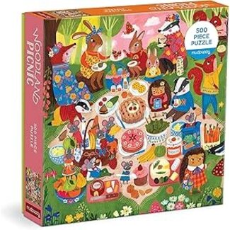 Galison/mudpuppy Woodland Picnic 500 Piece Family Puzzle