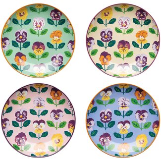 Danica Imports Pansy Appetizer Plates Set of 4 Assorted