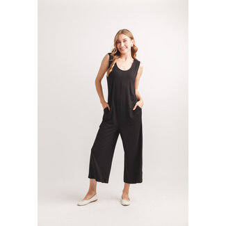 Papillon Black Stretch Bamboo Jumpsuit With Pockets